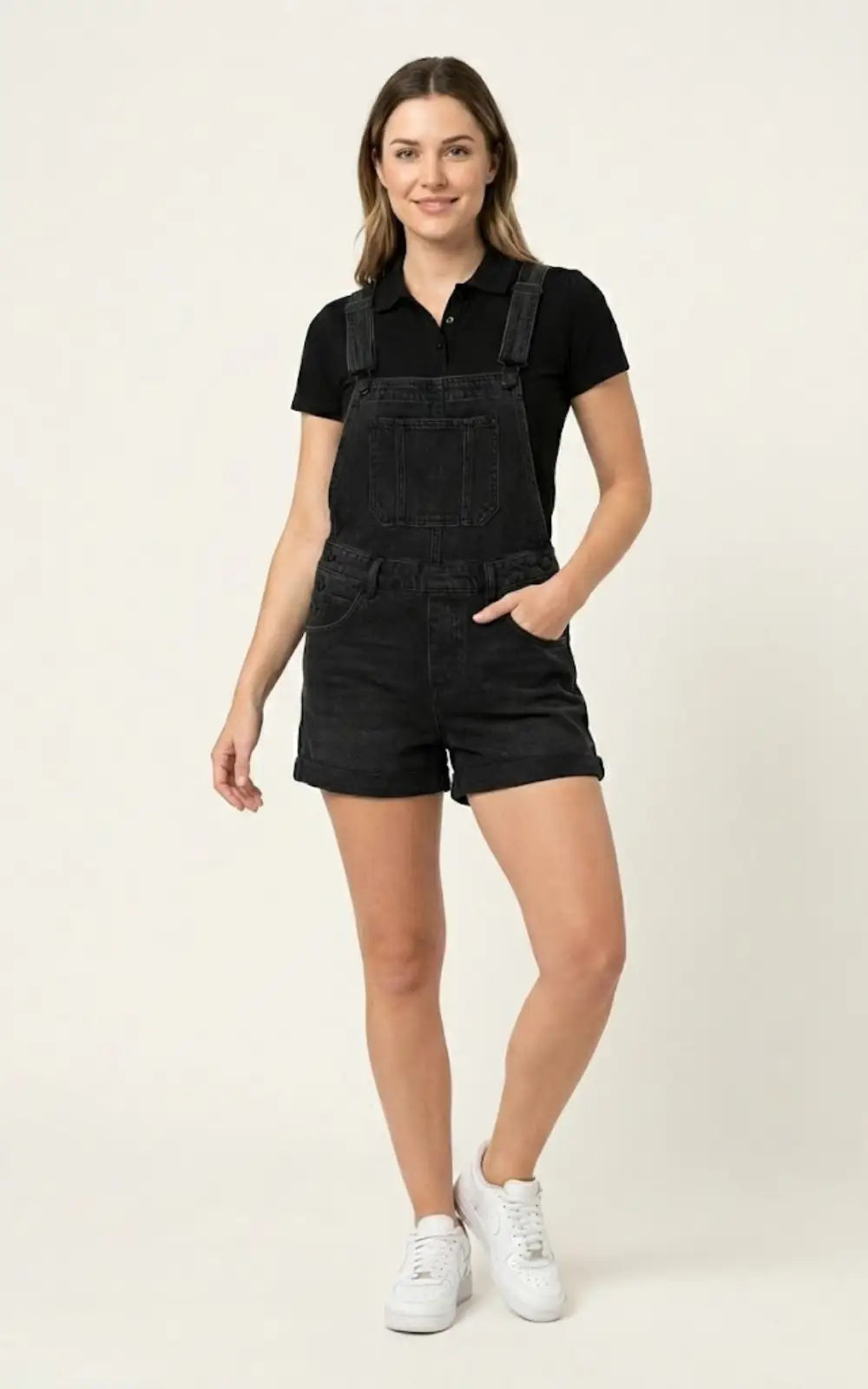 Salopette Noir Short Jean Femme