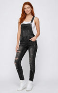 Salopette Noire en Jean Skinny Dechiré Femme
