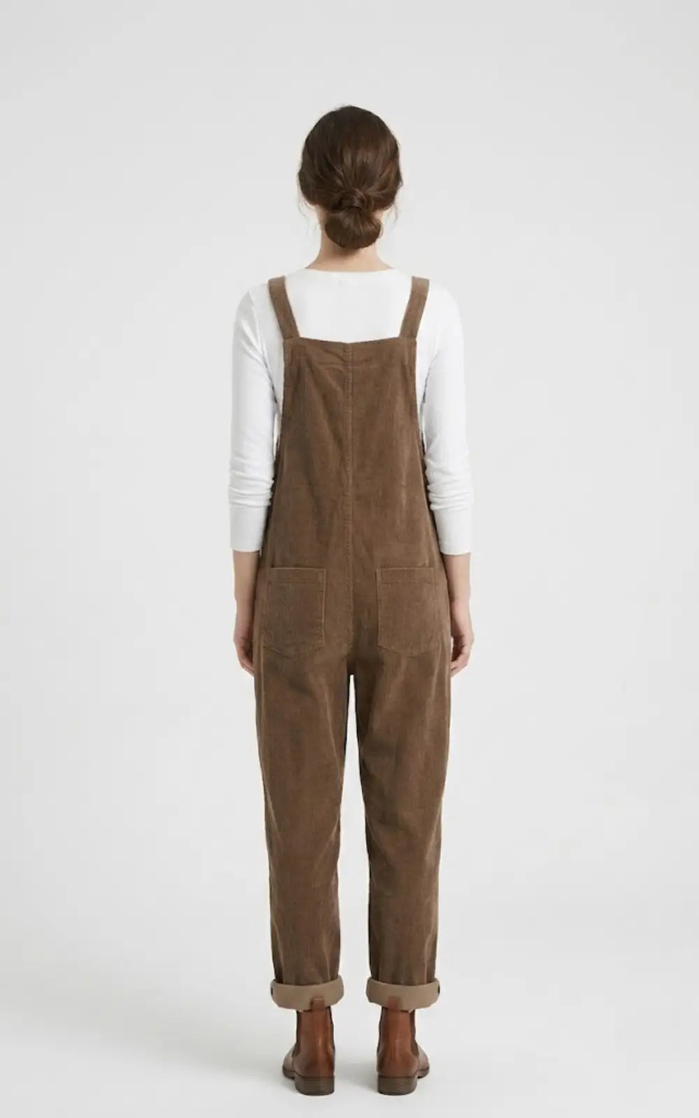 Salopette Pantalon Marron en Velours Femme