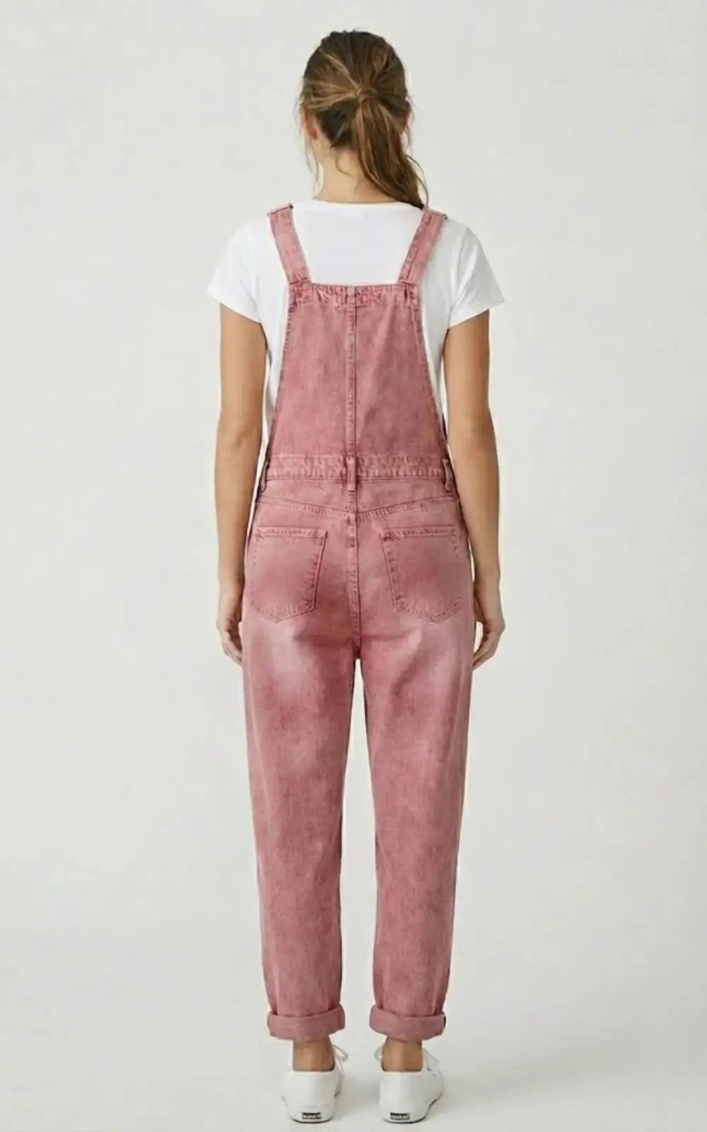 Salopette Rose en Jean Femme Motif Fleurs