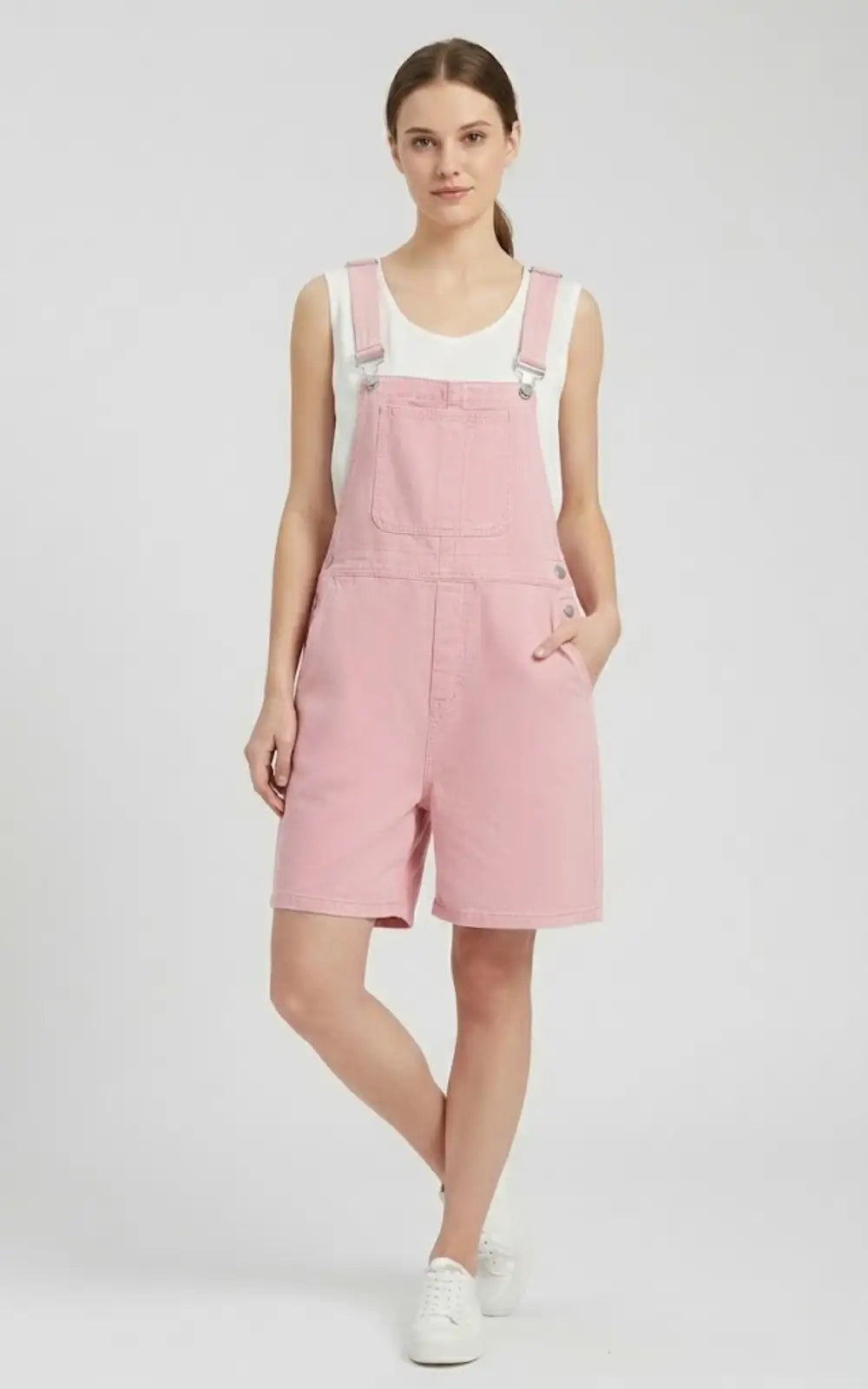 Salopette Rose Short en Jean Femme