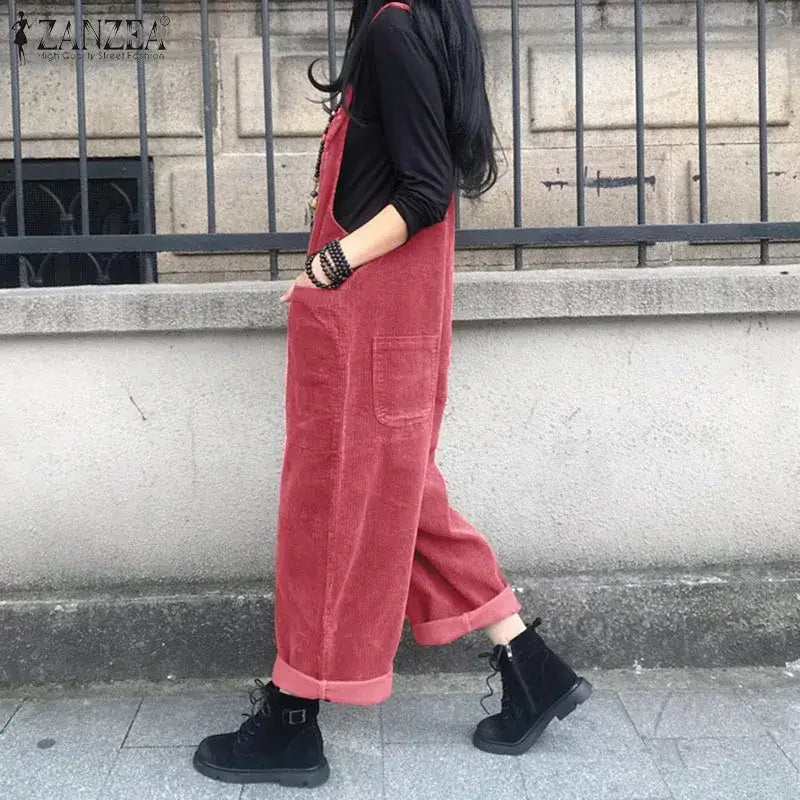 Salopette Rouge Velours Femme