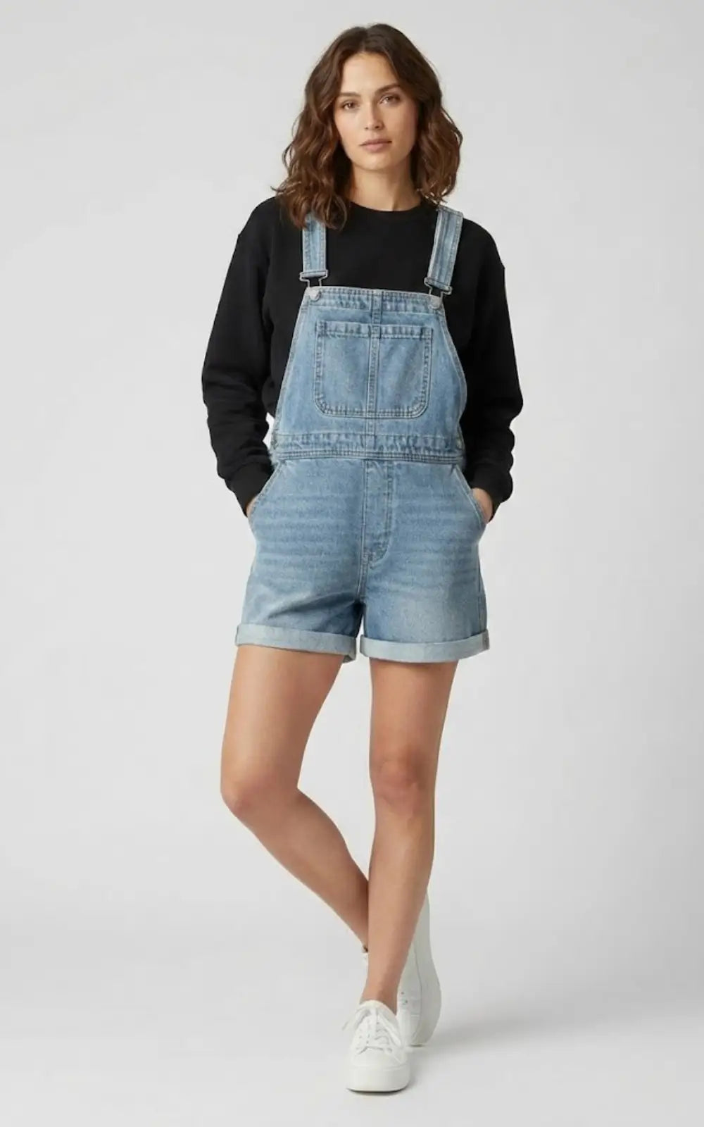 Salopette Short en Denim Femme Tendance