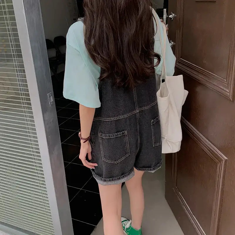 Salopette Short en Denim Femme Tendance
