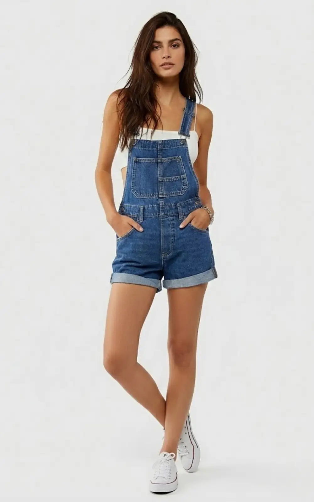 Salopette Short en Jean Femme Vintage