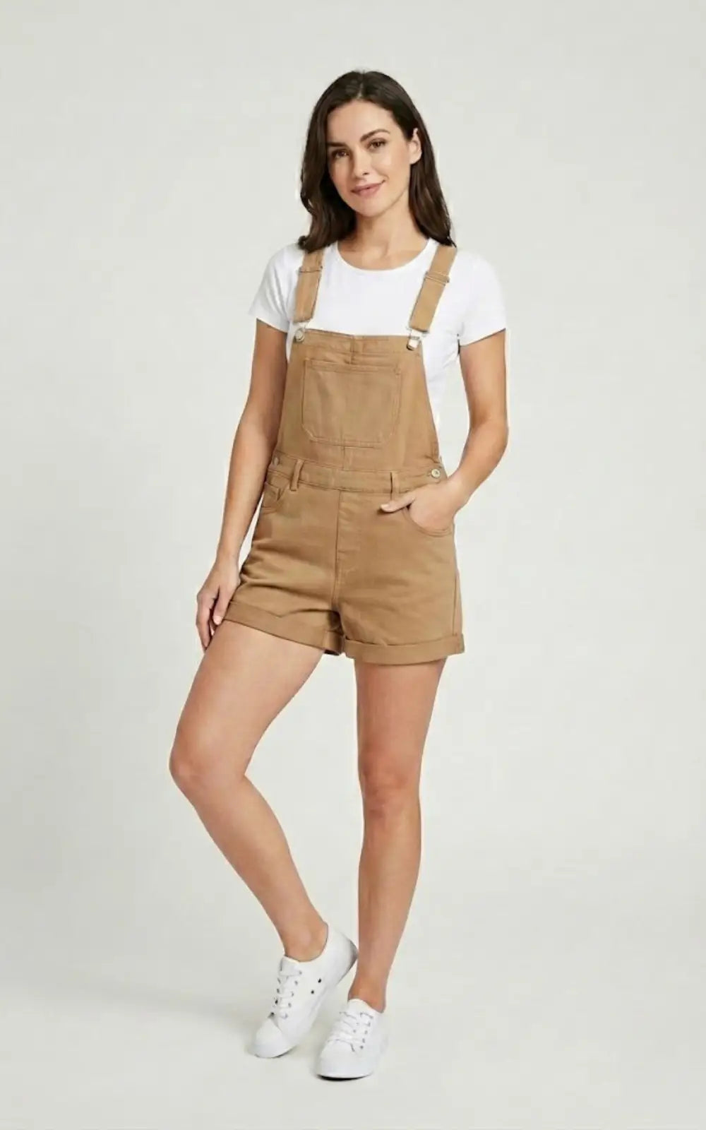 Salopette Short Femme Ourlet Retroussé