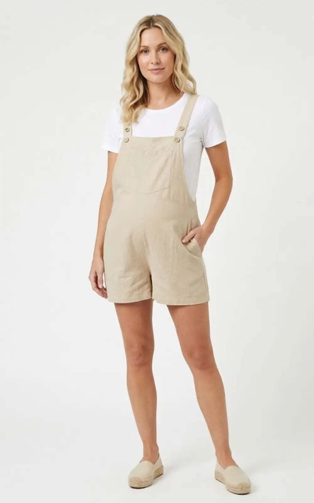 Salopette Short Grossesse Beige