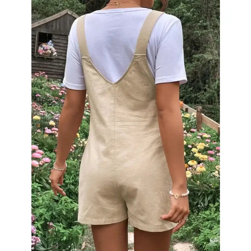 Salopette Short Grossesse Beige