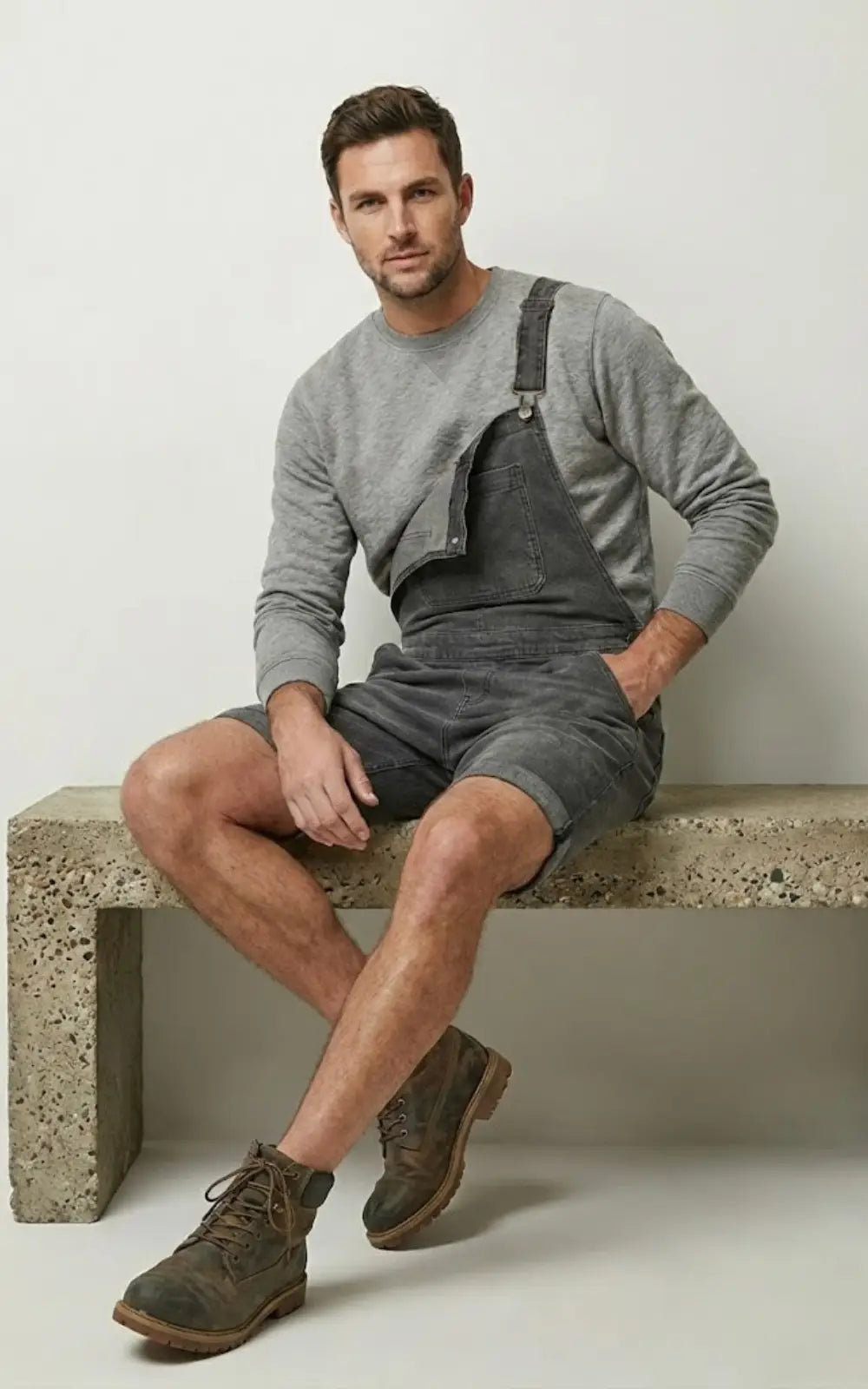 Salopette Short Homme Gris
