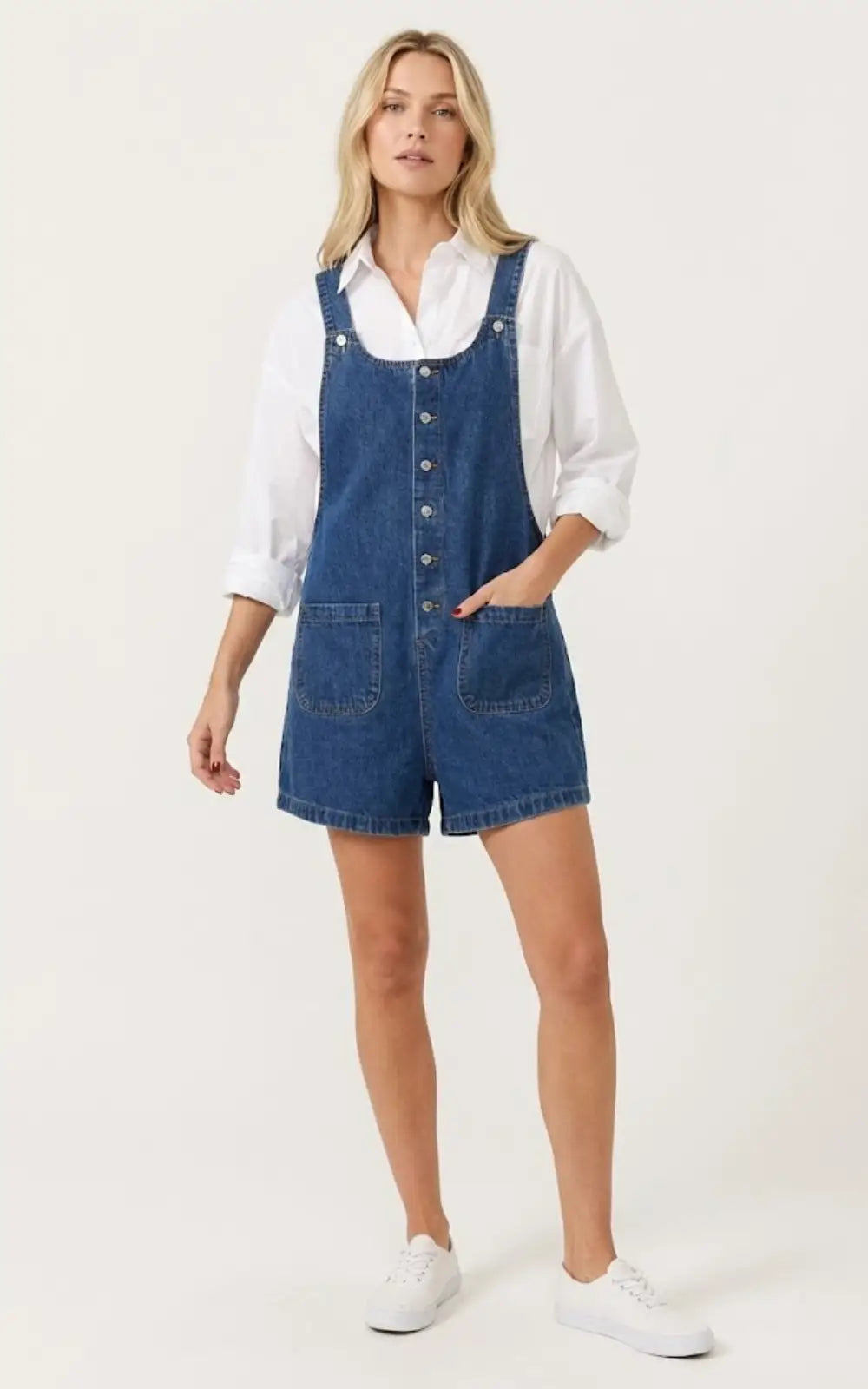 Salopette Short Jean Foncé Confortable Femme