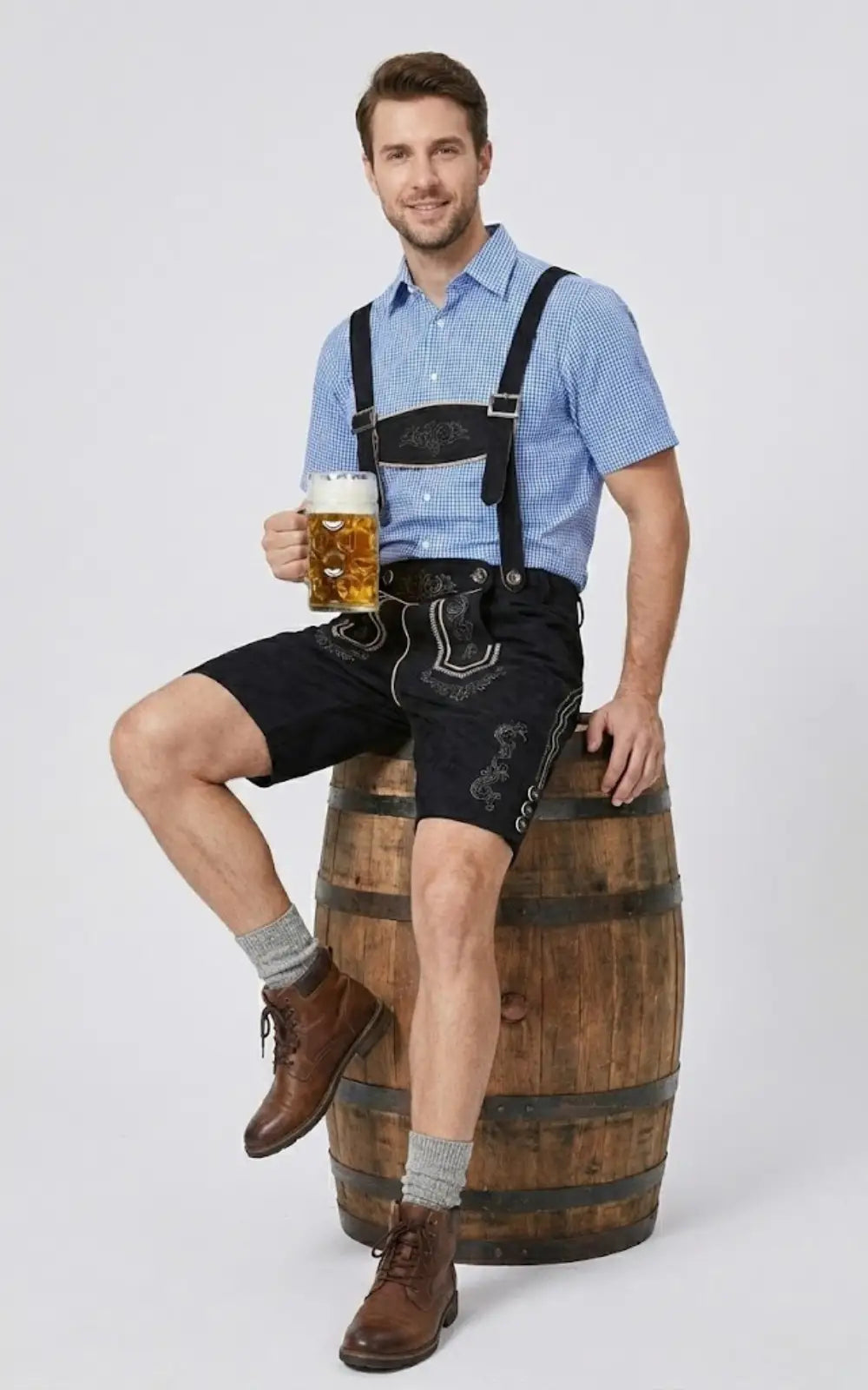 Salopette Short Oktoberfest Traditionnelle Noire