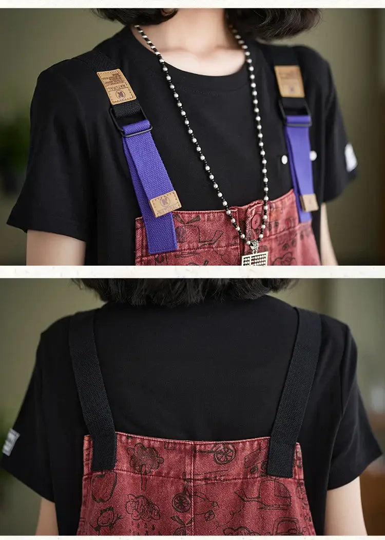 Salopette Short Patchwork Gris Femme