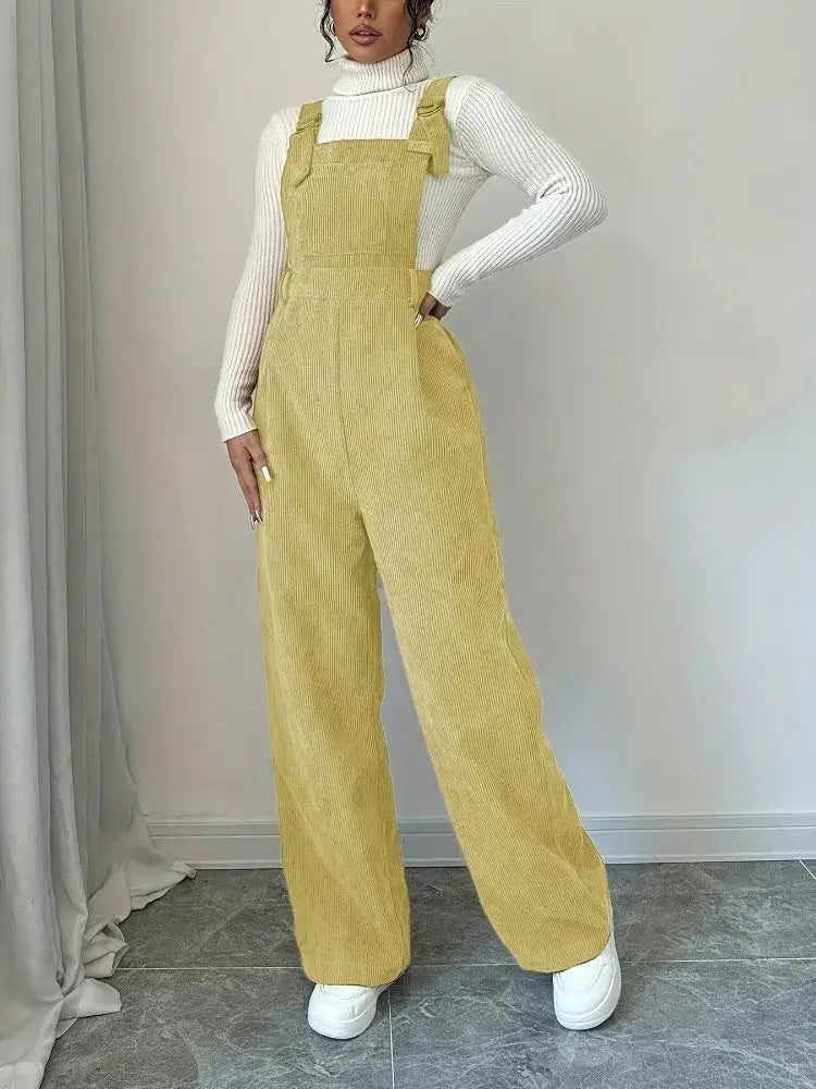 Salopette Velours Jaune Femme