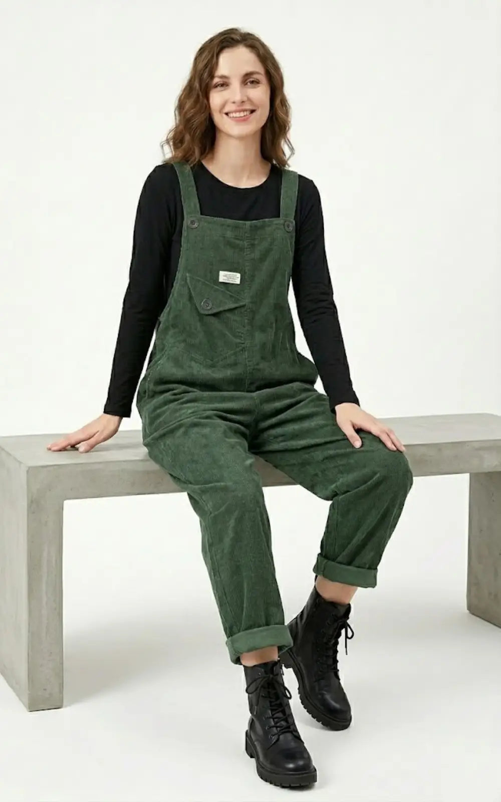 Salopette Verte Velours Femme