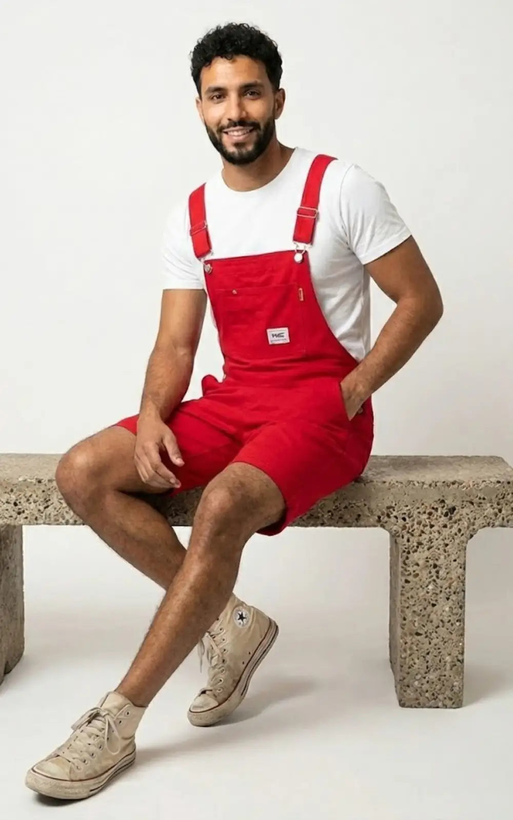 Short Salopette Rouge Homme