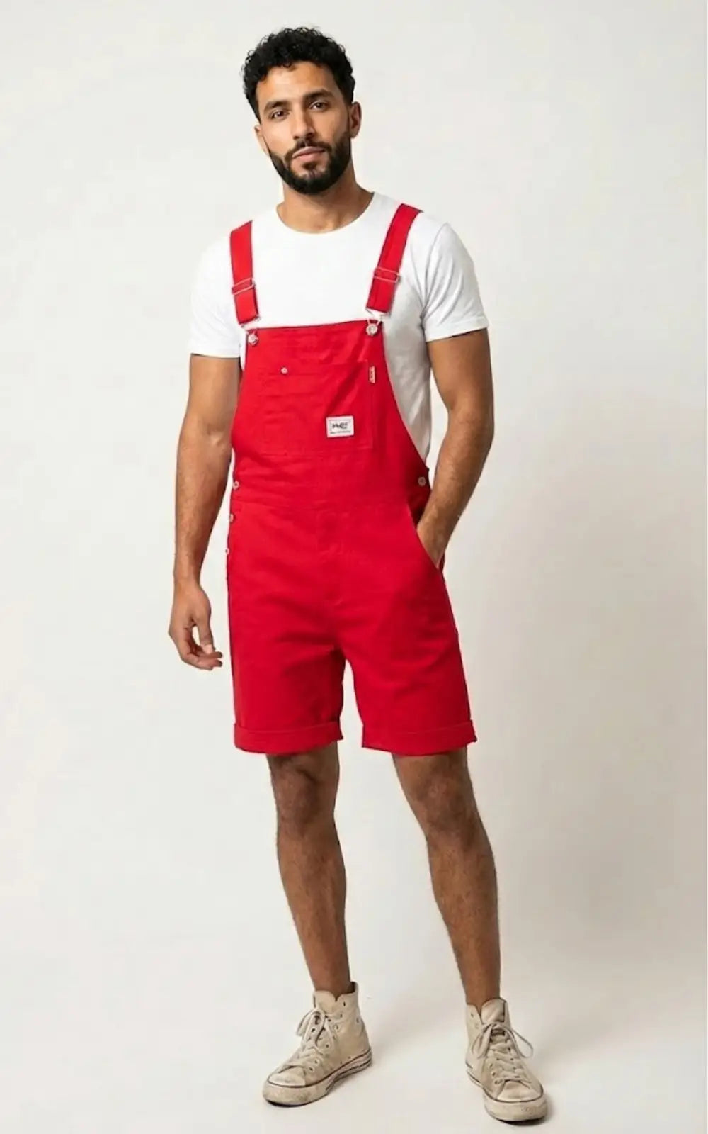 Short Salopette Rouge Homme